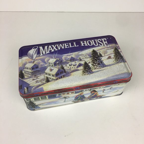 Vtg Maxwell House Coffee Holiday Xmas Winter Tin - Picture 1 of 7
